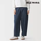 【MUJI 無印良品】女吉貝木棉混丹寧繭型褲 S 暗藍