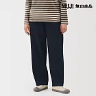 【MUJI 無印良品】女吉貝木棉混丹寧寬版錐形褲 S 暗藍