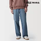 【MUJI 無印良品】男吉貝木棉混丹寧寬版褲 S 藍色