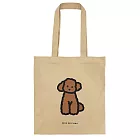 韓國 Zero Per Zero 肩背環保袋_ 棕色貴賓狗_卡其