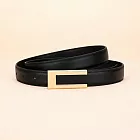 【HandStyle】皮帶 俐落百搭超質感金色金屬方扣女士皮帶(31095) _黑色x100cm