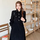 【AMIEE】赫本風法式修身洋裝連衣裙(KDDQ-358) M 黑色
