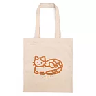 韓國 Zero Per Zero 肩背環保袋_  線條三花貓_米