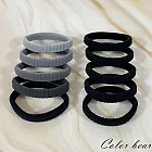 【卡樂熊】基本素色小結毛巾圈造型髮束/髮圈- 黑色+灰色系