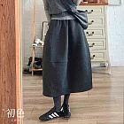 【初色】復古簡約休閒寬鬆修身鬆緊高腰花苞裙中長裙半身裙-深灰色-17027(M-XL可選) M 深灰色