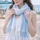 【日本ORIM今治毛巾】純棉輕透 流蘇今治薄圍巾 ‧ 水藍