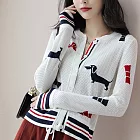 【MsMore】 時髦小狗囉空針織開衫長袖上衣# 127121 FREE 白色