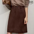 【初色】復古純色口袋高腰顯瘦A字裙短裙半身裙-共2色-18603(M-2XL可選) M 咖啡色