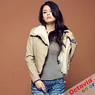 【OCTAVIA COLOR】大翻領鋪棉仿鞣皮夾克外套 - 奶油棕