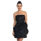 【摩達客】美國進口Landmark平口修身浪漫俏麗黑色晚宴公主小禮服派對洋裝(含禮盒/附絲巾)L