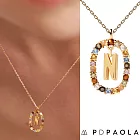 PD PAOLA 西班牙時尚潮牌 金色字母項鍊 彩寶橢圓形項鍊 925純銀鑲18K金 N