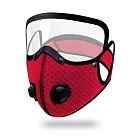 CS22 可拆卸防護鏡片呼吸閥過濾防護口罩2色-2入 紅色