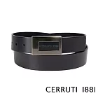 【Cerruti 1881】限量3折 義大利頂級小牛皮皮帶 全新專櫃展示品 CECU05523M(黑色 附送禮提袋)