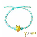 【Just Gold 鎮金店】五彩龍花語 黃金手繩(藍)