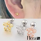 【HERA赫拉】鈦鋼簍空小花水鑽耳骨釘/耳釘-單顆 金色