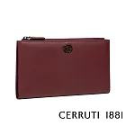 【Cerruti 1881】限量2折 義大利頂級小牛皮女用長夾 全新專櫃展示品(酒紅色 CEPD06327M)