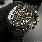 VERSUS VERSACE凡賽斯精品錶,編號：VV00401,46mm圓形黑精鋼錶殼黑色錶盤矽膠深黑色錶帶