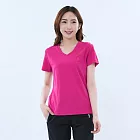 【遊遍天下】MIT台灣製女款顯瘦吸濕抗UV機能V領衫(GS2003) S 玫紅