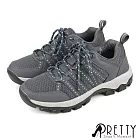 【Pretty】女 登山鞋 運動鞋 休閒鞋 防潑水 透氣 綁帶 戶外 機能 EU36 灰色