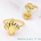 Wanderlust+Co 澳洲品牌 金色貝殼戒指 內鑲寶石珍珠款 Sundaze Shell 6號