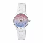 RAINBOW TIME 羅馬風情三色漸層陶瓷腕錶-銀X白