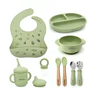 【KidsLife】寶寶餐具彌月禮盒10件組(多色可選) 橄欖綠