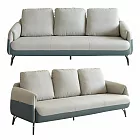 IDEA-艾森質感雙色皮革沙發組-三人沙發 藍綠色