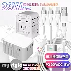 CITY萬用轉接頭急速充電器33W PD快充-白+MyStyle 二出三 6用型快充線-白