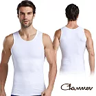 【Charmen】NY025高彈束胸收腹無袖塑身衣 男性塑身衣 L (白色)