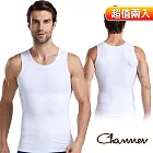 【Charmen】NY025高彈束胸收腹無袖塑身衣 男性塑身衣(超值兩入組) 白色L*2