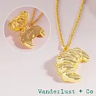 Wanderlust+Co 澳洲品牌 鑲鑽可頌金色項鍊 立體牛角造型 Croissant Gold