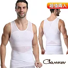 【Charmen】NY093機能網布腹部交叉加長塑身背心 男性塑身衣(超值兩入組) 白色L*2