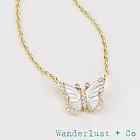 Wanderlust+Co 澳洲品牌 金色水晶蝴蝶項鍊 珍珠母貝翅膀 Butterfly Pearl