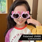 【SUNS】兒童偏光太陽眼鏡 彈力壓不壞材質 可愛貓咪造型墨鏡 寶麗來鏡片 抗UV400 S128 淡紫色