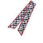 CHANEL 暈染格紋圖案絲巾_展示品 (紅色/藍色/白色)