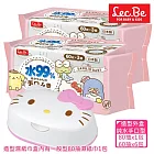 日本LEC Hello Kitty凱蒂貓純水手口濕紙巾超值組(造型外盒+濕紙巾80抽x1包+手口濕紙巾60抽6包)