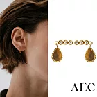 AEC PARIS 巴黎品牌 白鑽虎眼石耳環 金色小水滴耳環 STUDS ROMA