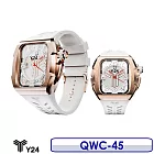 【6/30前加送原廠錶帶+原廠提袋】Y24 Quartz Watch 45mm 石英錶芯手錶 QWC-45 玫瑰金錶殼/白錶帶 (適用Apple Watch 45mm)