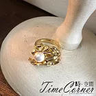 『時空間』年代感不規則金屬褶皺造型珍珠戒指 -單一款式