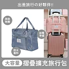 EGOlife 摺疊擴充旅行包 行李袋 旅行包 旅行袋 登機包 拉桿行李袋 藍色