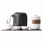 【EZlife】戶外旅行便攜式茶具套裝 白色