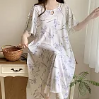 【Wonderland】100%嫘縈古風旗袍式睡衣洋裝(8款) FREE 蝴蝶花(白)