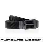 【Porsche Design 保時捷】限量3折 德國頂級小牛皮皮帶 全新專櫃展示品 (黑色 FU5038)