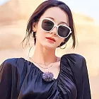 seoul show首爾秀 金屬細腿明星男女同款太陽眼鏡UV400墨鏡 B338  米框黑灰片