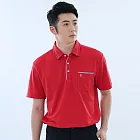 【遊遍天下】男款格紋領 抗UV吸濕排汗速乾短袖機能POLO衫(GS1011) M 紅色