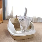 【P&H寵物家】大型貓特大款半封閉式貓砂盆(附砂鏟) 灰色