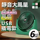 6吋桌上型大風量超静音USB風扇 粉色