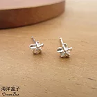 清新自然紫荊小花朵925純銀耳環.貼耳耳環