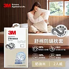 3M 新一代舒棉防蹣枕套2入組(北歐藍/奶油米/清水灰)－三色任選 奶油米