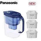 Panasonic 國際牌 台灣水質專用 3.5L濾水壺(1機+3芯)特惠組 TK-CNP55-A/W-3 TK-CNP55-A-3 藍色三濾芯組